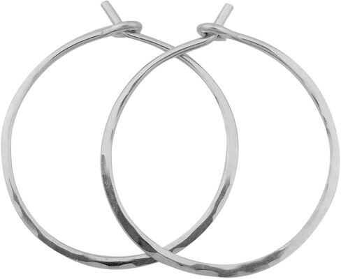 5/8 Inch Thin Small Sterling Silver Lightly Hammered Sleeper Hoop Earrings in Saudi Arabia
