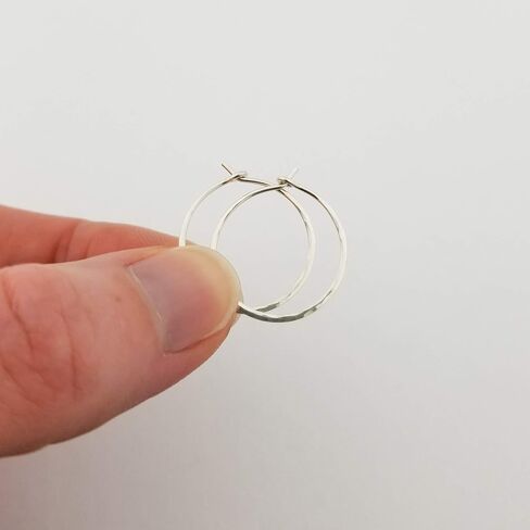5/8 Inch Thin Small Sterling Silver Lightly Hammered Sleeper Hoop Earrings in Saudi Arabia