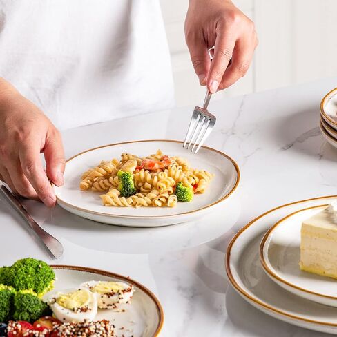 مجموعة أطباق عشاء سيراميك AmorArc مكونة من 6 أطباق من الخزف الحجري التفاعلي مقاس 10.5 بوصة مصنوعة يدويًا، مجموعة أطباق كبيرة على شكل ريفي للمطبخ، آمنة للاستخدام في الميكروويف وغسالة الأطباق، مقاومة للخدش in Kuwait