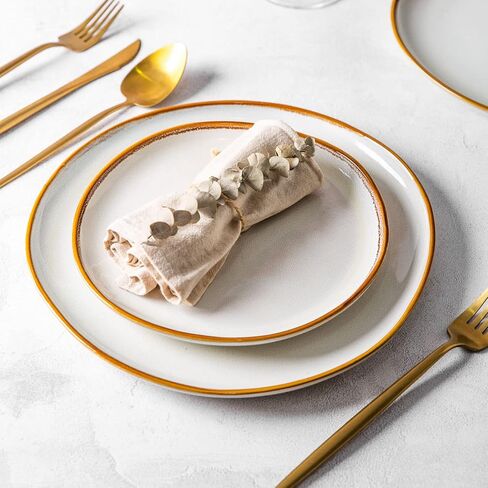 مجموعة أطباق عشاء سيراميك AmorArc مكونة من 6 أطباق من الخزف الحجري التفاعلي مقاس 10.5 بوصة مصنوعة يدويًا، مجموعة أطباق كبيرة على شكل ريفي للمطبخ، آمنة للاستخدام في الميكروويف وغسالة الأطباق، مقاومة للخدش in Kuwait