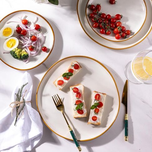 مجموعة أطباق عشاء سيراميك AmorArc مكونة من 6 أطباق من الخزف الحجري التفاعلي مقاس 10.5 بوصة مصنوعة يدويًا، مجموعة أطباق كبيرة على شكل ريفي للمطبخ، آمنة للاستخدام في الميكروويف وغسالة الأطباق، مقاومة للخدش in Kuwait