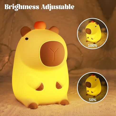 ضوء الليل YuanDian Orange Capybara - هدية للنساء والفتيات المراهقات والأطفال. قم بتزيين غرفة نوم الأطفال باستخدام مصابيح كابيبارا الليلية المصنوعة من السيليكون اللطيفة in Kuwait