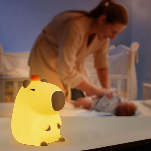 ضوء الليل YuanDian Orange Capybara - هدية للنساء والفتيات المراهقات والأطفال. قم بتزيين غرفة نوم الأطفال باستخدام مصابيح كابيبارا الليلية المصنوعة من السيليكون اللطيفة in Kuwait