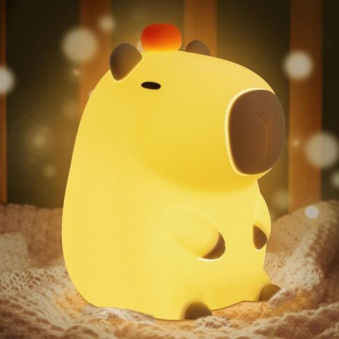 ضوء الليل YuanDian Orange Capybara - هدية للنساء والفتيات المراهقات والأطفال. قم بتزيين غرفة نوم الأطفال باستخدام مصابيح كابيبارا الليلية المصنوعة من السيليكون اللطيفة in Kuwait