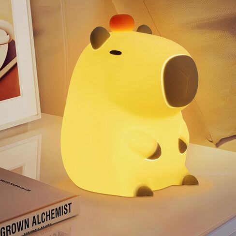 ضوء الليل YuanDian Orange Capybara - هدية للنساء والفتيات المراهقات والأطفال. قم بتزيين غرفة نوم الأطفال باستخدام مصابيح كابيبارا الليلية المصنوعة من السيليكون اللطيفة in Kuwait