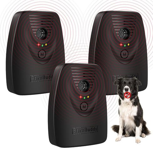 [عبوة من 3 قطع] جهاز BarkShield Home المضاد للنباح، بالموجات فوق الصوتية طويلة المدى بطول 66 قدمًا، صندوق ردع لحاء الكلاب المقاوم للماء للاستخدام الداخلي/الخارجي، طوق النباح الآمن البديل لتدريب الكلاب ومساعدته على السلوك in Kuwait