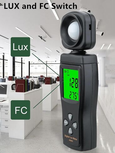 AS803 مقياس الإضاءة الرقمي الذكي 1-200000 لوكس أدوات قياس التجويف التلقائي مع مستشعر قابل للدوران 180D عالي الدقة وشاشة LCD (تأتي مع دليل المستخدم ولكن البطارية غير متضمنة) in Kuwait