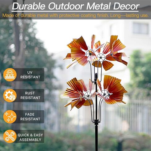 يارد جاردن الرياح الدوارة في الهواء الطلق - 82 بوصة منحوتات ودوارات الرياح المعدنية الحركية، ديكور حديقة الربيع وهدايا فريدة للنساء والأم ومحبي الحديقة والتدفئة لمنزل جديد وأعياد الميلاد in Kuwait
