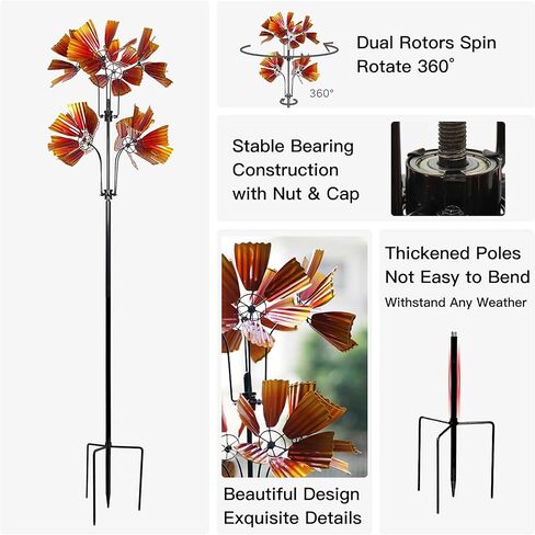 يارد جاردن الرياح الدوارة في الهواء الطلق - 82 بوصة منحوتات ودوارات الرياح المعدنية الحركية، ديكور حديقة الربيع وهدايا فريدة للنساء والأم ومحبي الحديقة والتدفئة لمنزل جديد وأعياد الميلاد in Kuwait