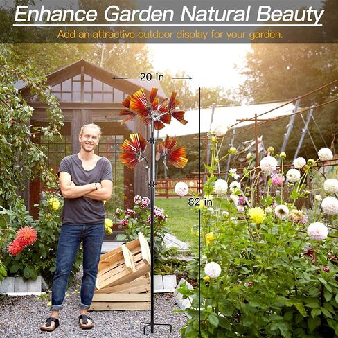 يارد جاردن الرياح الدوارة في الهواء الطلق - 82 بوصة منحوتات ودوارات الرياح المعدنية الحركية، ديكور حديقة الربيع وهدايا فريدة للنساء والأم ومحبي الحديقة والتدفئة لمنزل جديد وأعياد الميلاد in Kuwait