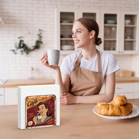 حامل مناديل معدني عتيق لديكور طاولة الطعام الحديثة، حامل مناديل ورقية على سطح الطاولة للمنزل والمطبخ والمطاعم والنزهات - فن الطاولة القديم للحفلات (رقم 4) in Saudi Arabia