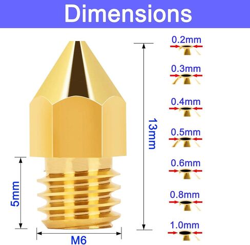 30 قطعة من فوهات الطارد MK8، فوهات طابعة ثلاثية الأبعاد لـ MK8 12 قطعة (0.4 مم) و3 قطع (0.2 مم، 0.3 مم، 0.5 مم، 0.6 مم، 0.8 مم، 1.0 مم) لـ Makerbot Creality CR-10 Ender 3 5 in Kuwait