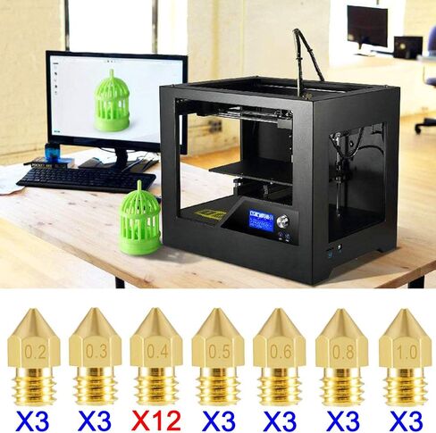 30 قطعة من فوهات الطارد MK8، فوهات طابعة ثلاثية الأبعاد لـ MK8 12 قطعة (0.4 مم) و3 قطع (0.2 مم، 0.3 مم، 0.5 مم، 0.6 مم، 0.8 مم، 1.0 مم) لـ Makerbot Creality CR-10 Ender 3 5 in Kuwait