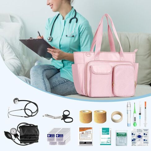 Fasrom Nurse Bag for Work with 15.6 Inches Laptop Sleeve, Medical Bag Tote to Hold Nursing Clinical Essentials for Home Health Nurses, Black(Patent Design, Empty Bag Only) in Saudi Arabia