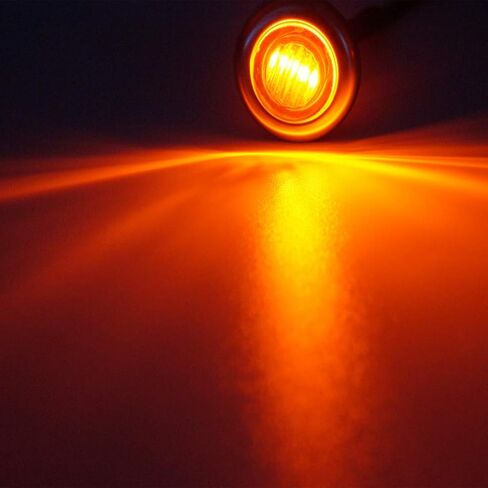10pcs 3/4 inch Round Side 3pcs LEDs Marker Trailer Bullet License With Stainless Steel 304 Trim Ring Bezel Amber light+Clear lens in Saudi Arabia