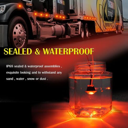 10pcs 3/4 inch Round Side 3pcs LEDs Marker Trailer Bullet License With Stainless Steel 304 Trim Ring Bezel Amber light+Clear lens in Saudi Arabia