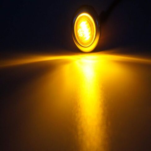 10pcs 3/4 inch Round Side 3pcs LEDs Marker Trailer Bullet License With Stainless Steel 304 Trim Ring Bezel Amber light+Clear lens in Saudi Arabia