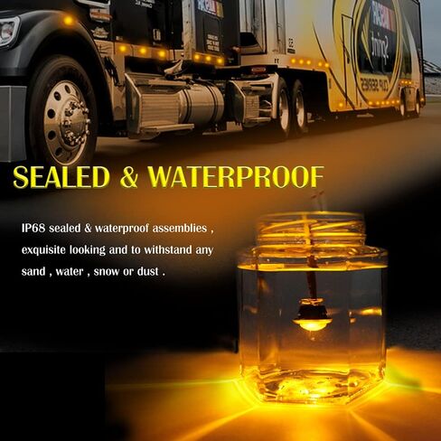 10pcs 3/4 inch Round Side 3pcs LEDs Marker Trailer Bullet License With Stainless Steel 304 Trim Ring Bezel Amber light+Clear lens in Saudi Arabia