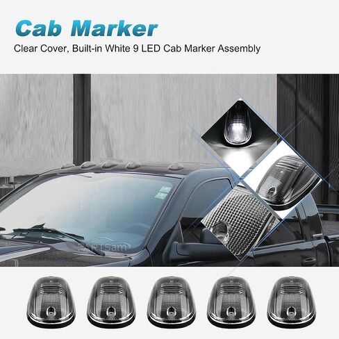 Partsam LED Cab Marker Roof Running Lights 5PCS Clear Lens 9LED Amber Top Lights Compatible with Dodge Ram 1500 2500 3500 4500 5500 2003-2018 SUV Truck Pickup RV in Saudi Arabia