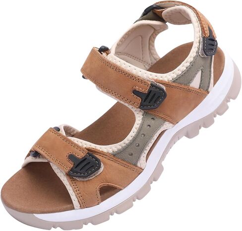 Harssidanzar Women's Leather Sandals Outdoor Sandals Hiking Sandals Casual Walking Sandals Strap Adjustable Beach Sandals For Women SL256US in Saudi Arabia