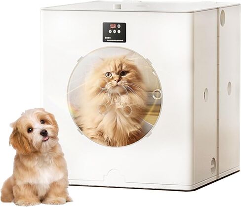 صندوق تجفيف الحيوانات الأليفة الأوتوماتيكي القابل للطي للقطط والكلاب الصغيرة، مجفف شعر القطط مع تحكم في درجة الحرارة ومؤقت قابل للتعديل، صندوق تجفيف ذكي للحيوانات الأليفة بـ 3 سرعات، سعة كبيرة 84 لتر in Kuwait