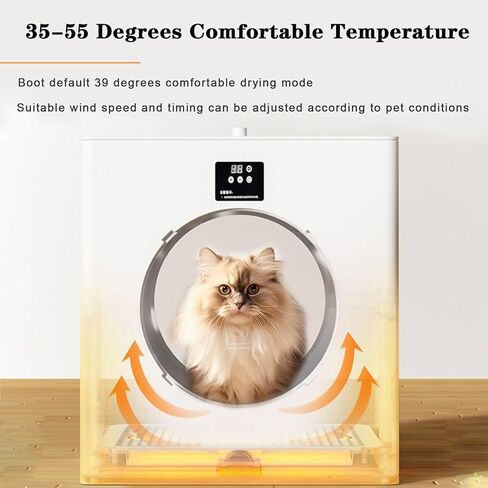 صندوق تجفيف الحيوانات الأليفة الأوتوماتيكي القابل للطي للقطط والكلاب الصغيرة، مجفف شعر القطط مع تحكم في درجة الحرارة ومؤقت قابل للتعديل، صندوق تجفيف ذكي للحيوانات الأليفة بـ 3 سرعات، سعة كبيرة 84 لتر in Kuwait