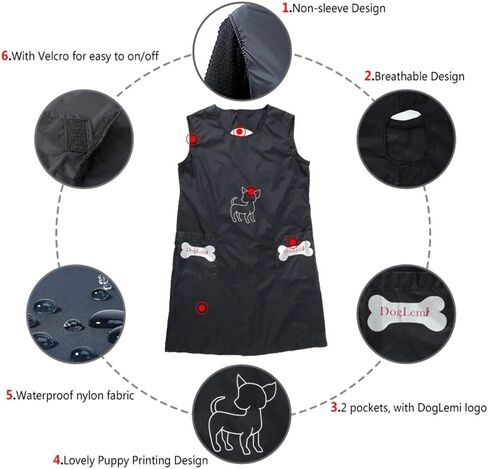 مريلة العناية بالحيوانات الأليفة مقاومة للماء مع جيوب من النايلون للحيوانات الأليفة ومضادة للكهرباء الساكنة وقابلة للتنفس ومآزر عمل احترافية لأخصائيي التجميل in Kuwait