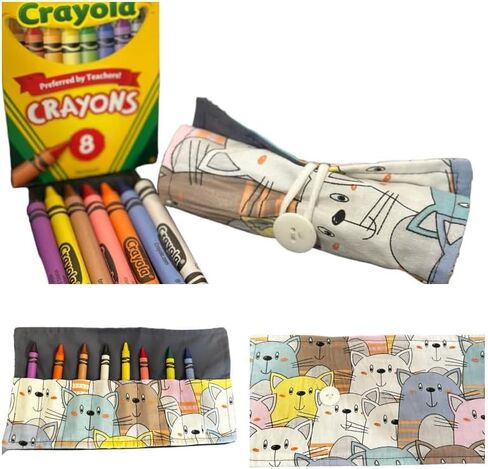 حقيبة قابلة للطي لحامل علبة أقلام التلوين من On the Go Crayons، تحمل من 9 إلى 18 لونًا مفضلاً، مثالية لإبقاء أطفالك منظمين وملهمين ومستمتعين - تتضمن 8 ألوان شمع! صناعة يدوية أمريكية (دينو، صغير) in Kuwait