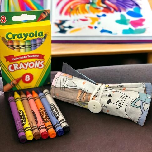 حقيبة قابلة للطي لحامل علبة أقلام التلوين من On the Go Crayons، تحمل من 9 إلى 18 لونًا مفضلاً، مثالية لإبقاء أطفالك منظمين وملهمين ومستمتعين - تتضمن 8 ألوان شمع! صناعة يدوية أمريكية (دينو، صغير) in Kuwait