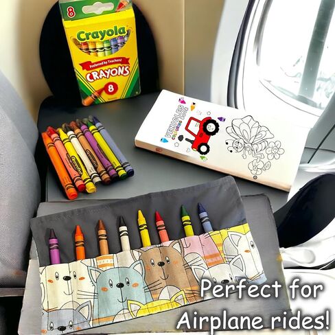 حقيبة قابلة للطي لحامل علبة أقلام التلوين من On the Go Crayons، تحمل من 9 إلى 18 لونًا مفضلاً، مثالية لإبقاء أطفالك منظمين وملهمين ومستمتعين - تتضمن 8 ألوان شمع! صناعة يدوية أمريكية (دينو، صغير) in Kuwait