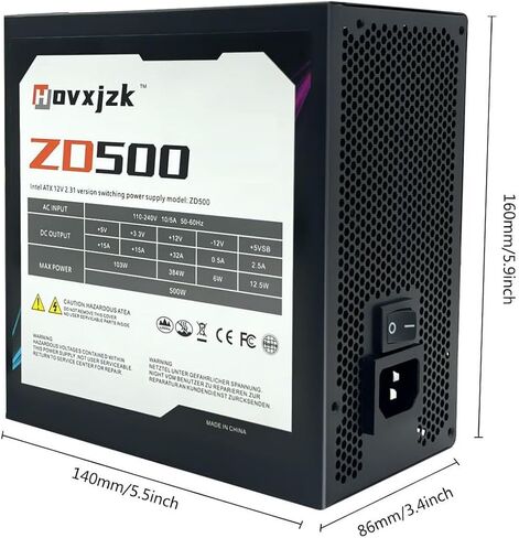 ATX 500W PC Power Supply, 80 Plus Bronze Certified, Non-Modular Active PC Power Supply with Auto-Thermally Controlled 120mm Fan in Saudi Arabia