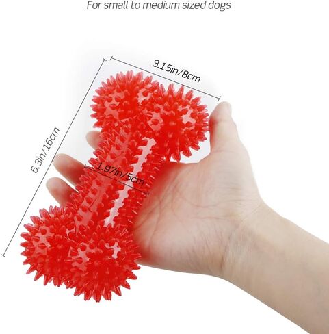 Squeaky Dog Toy Bone Shape, TPR Bouncy Ball, Teeth Cleaning, Length 16.0cm, for Medium to Medium-Large Sized Dogs,Random Color – Pack of 3 in Kuwait