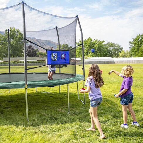 ترامبولين سكاي ووكر بيضاوي بطول 16 قدم، ترامبولين خارجي للأطفال مع شبكة طوقية لكرة السلة، غطاء وسادة زنبركية، موافقة الجمعية الأمريكية لاختبار المواد، سعة وزن 800 رطل in Kuwait