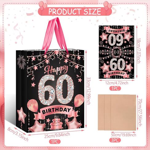 Rose Gold 70th Birthday Gift Bag with Happy 70th Birthday Greeting Card and Tissue Paper for Women Rose Gold Christmas 70th Birthday Gift Wrap Bag for Xmas 70th Birthday Party Decorations Supplies in Saudi Arabia