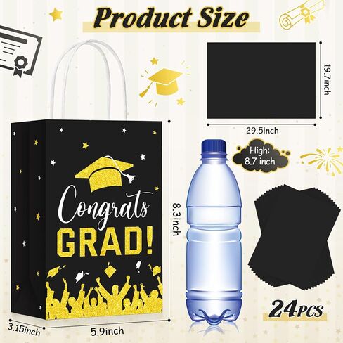 Colarr 24 Pcs Graduation Gift Bags with Tissue Paper 2025 Graduation Party Gift Bags with Handles for High School, College, Kindergarten, 8th Grade and More(Blue) in Saudi Arabia