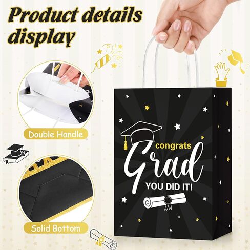 Colarr 24 Pcs Graduation Gift Bags with Tissue Paper 2025 Graduation Party Gift Bags with Handles for High School, College, Kindergarten, 8th Grade and More(Blue) in Saudi Arabia