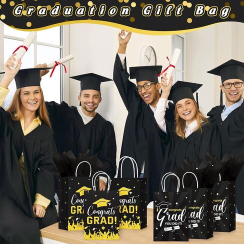 Colarr 24 Pcs Graduation Gift Bags with Tissue Paper 2025 Graduation Party Gift Bags with Handles for High School, College, Kindergarten, 8th Grade and More(Blue) in Saudi Arabia