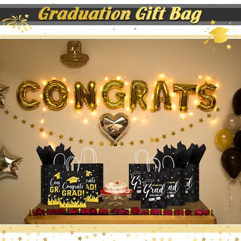 Colarr 24 Pcs Graduation Gift Bags with Tissue Paper 2025 Graduation Party Gift Bags with Handles for High School, College, Kindergarten, 8th Grade and More(Blue) in Saudi Arabia