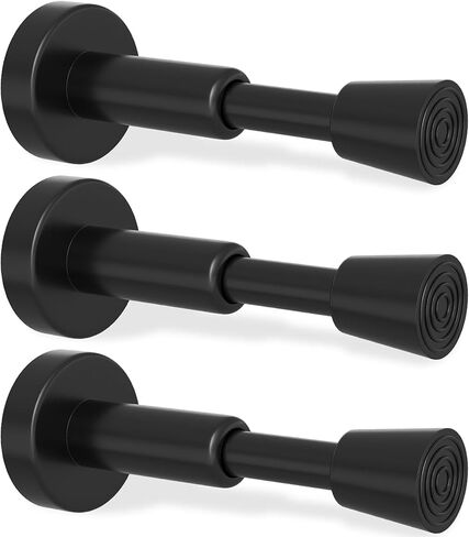 DOKU 4.1 Inch Spring Door Stoppers, 3Pcs Stainless Steel Door Stopper with Rubber Tips Bumper, Hydraulic Shock Absorbent Technology, Wall Mounted Door Holder Protection Sound Dampening, Matte Black in Saudi Arabia