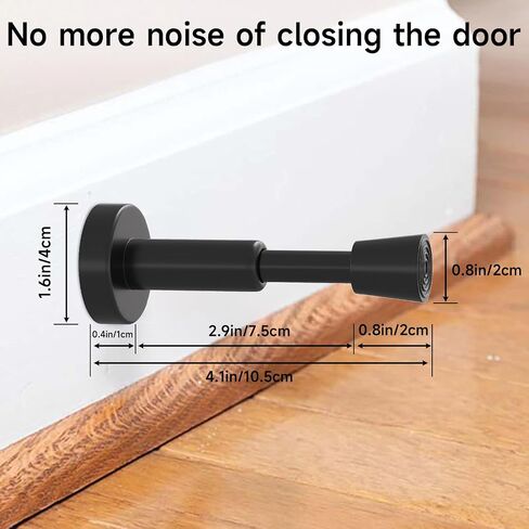 DOKU 4.1 Inch Spring Door Stoppers, 3Pcs Stainless Steel Door Stopper with Rubber Tips Bumper, Hydraulic Shock Absorbent Technology, Wall Mounted Door Holder Protection Sound Dampening, Matte Black in Saudi Arabia