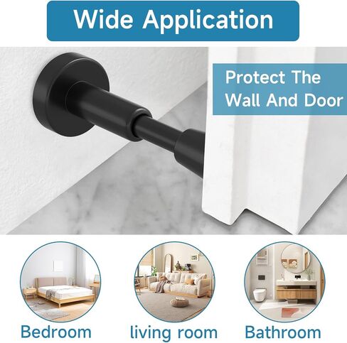 DOKU 4.1 Inch Spring Door Stoppers, 3Pcs Stainless Steel Door Stopper with Rubber Tips Bumper, Hydraulic Shock Absorbent Technology, Wall Mounted Door Holder Protection Sound Dampening, Matte Black in Saudi Arabia