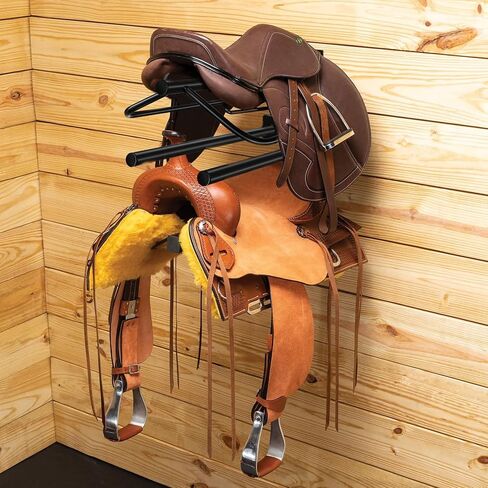 2 Park Saddle Rack,Wall Mounted Saddle Rack Stand with Pad Bar,Heavy Duty Saddle Stand for English Western Saddles Horses Blanket in Kuwait