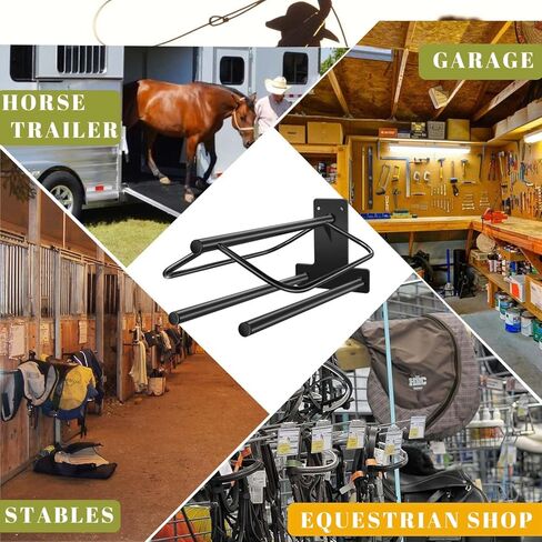 2 Park Saddle Rack,Wall Mounted Saddle Rack Stand with Pad Bar,Heavy Duty Saddle Stand for English Western Saddles Horses Blanket in Kuwait