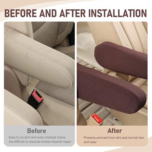 2 PCS Car Front Seat Armrest Cover, Stretch Car Armrest Cover, Comfortable Armrest Protector Cover, Anti-Scratch Armrest Cover Replacement, Universal for Most Cars, Trucks, SUVs (Beige) in Saudi Arabia