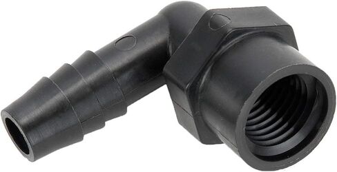 Parker Hannifin 370HB-6-6PP-pk5 Par-Barb Female Elbow Fitting, Polypropylene, 90 Degree Angle, 3/8" Hose Barb x 3/8" Female NPT, Black (Pack of 5) in Saudi Arabia