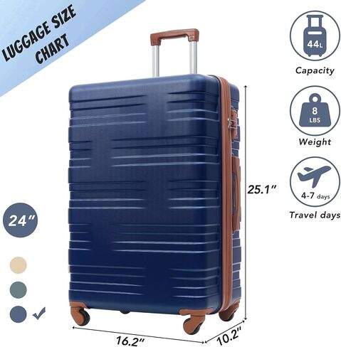 Merax TSA Lock Spinner Wheels 24in حقيبة سفر قابلة للتوسيع من الجانب الصلب، وردي أسود، 24 بوصة in Kuwait