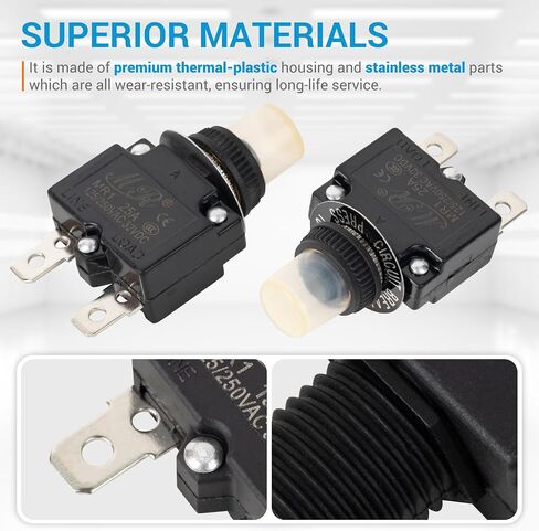 BlueStars 2 Packs 25Amp Thermal Circuit Breaker 125/250V AC 32V DC - Overload Protector with Push Button Manual Reset, Quick Connect Terminals, Waterproof Button Caps, Screws Kit in Saudi Arabia