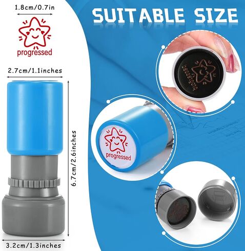 Pack of 12 Sorted Teacher Stamp Self-Inking Rubber Stamps Teacher Review Photosensitive Stamps Mood Expressions and Comments Teacher Review Stamp for Kids Education in Saudi Arabia
