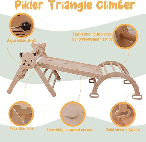 5 in 1 Pikler Triangle Set for Climbing Toys Indoor Playground for Kid,Montessori Climbing Set with Arch, Ramp, and Toddler Climbing Toys Indoor Gym for 2-6 Years Kids(Nature) in Saudi Arabia