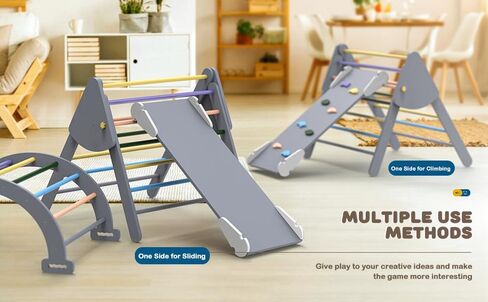 5 in 1 Pikler Triangle Set for Climbing Toys Indoor Playground for Kid,Montessori Climbing Set with Arch, Ramp, and Toddler Climbing Toys Indoor Gym for 2-6 Years Kids(Nature) in Saudi Arabia